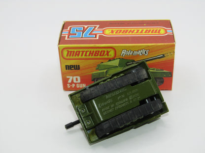 Matchbox Superfast 70C SP Gun Olive Green BLACK Tracks