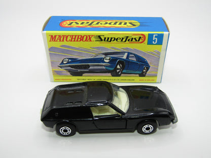 Matchbox Superfast 5A Lotus Europa Black NO TAMPO DOT DASH SPOKE WHEELS
