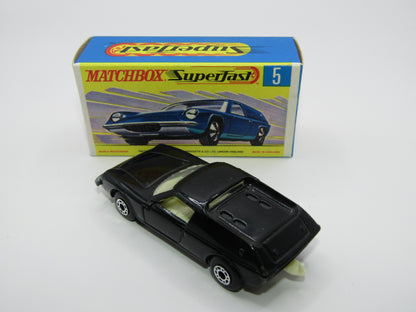Matchbox Superfast 5A Lotus Europa Black NO TAMPO DOT DASH SPOKE WHEELS