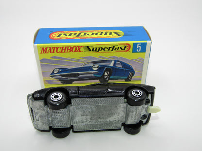 Matchbox Superfast 5A Lotus Europa Black NO TAMPO DOT DASH SPOKE WHEELS