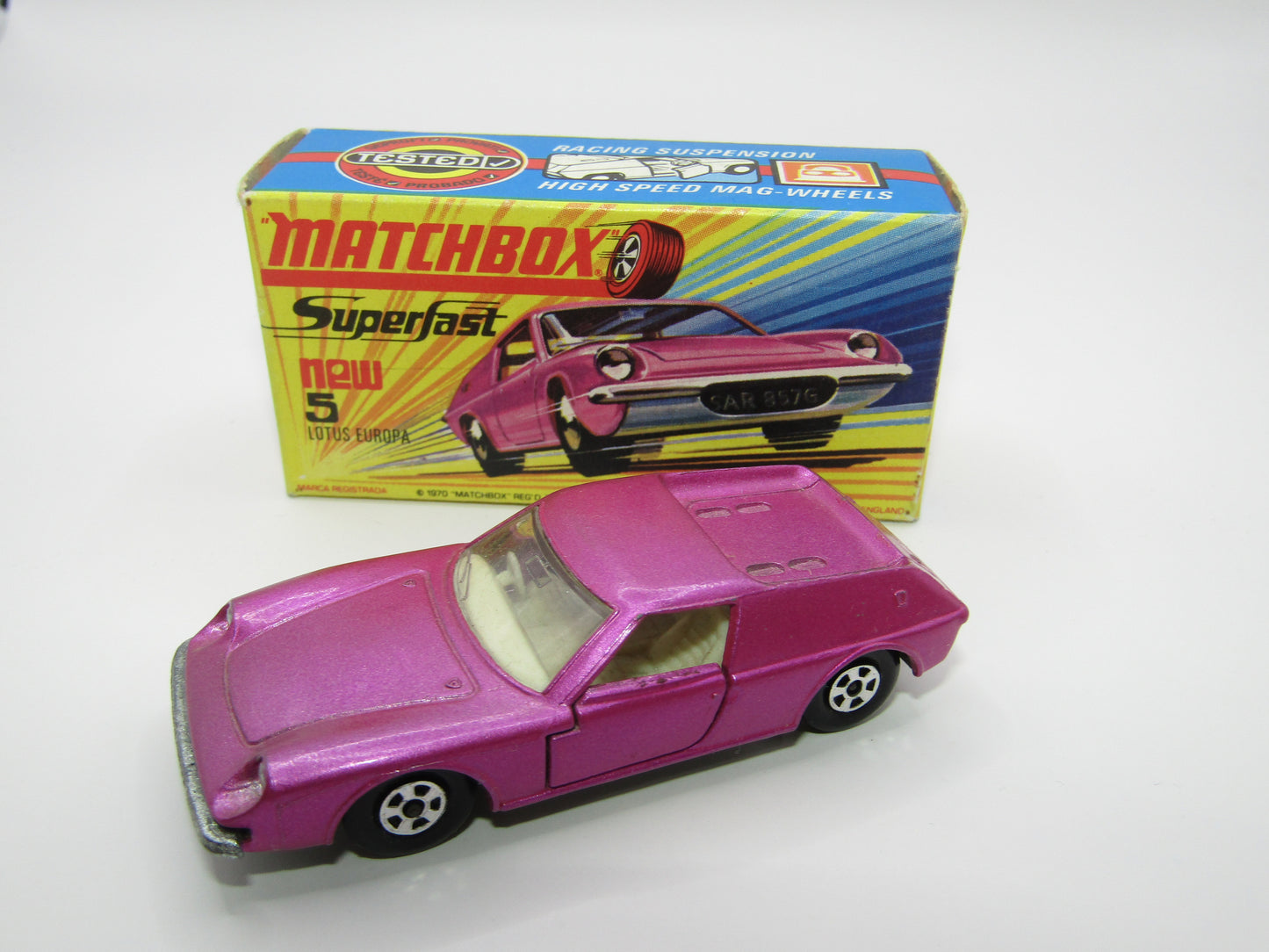 Matchbox Superfast 5A Lotus Europa Pink Part Customised HIGH ARCHES NARROW WHEELS