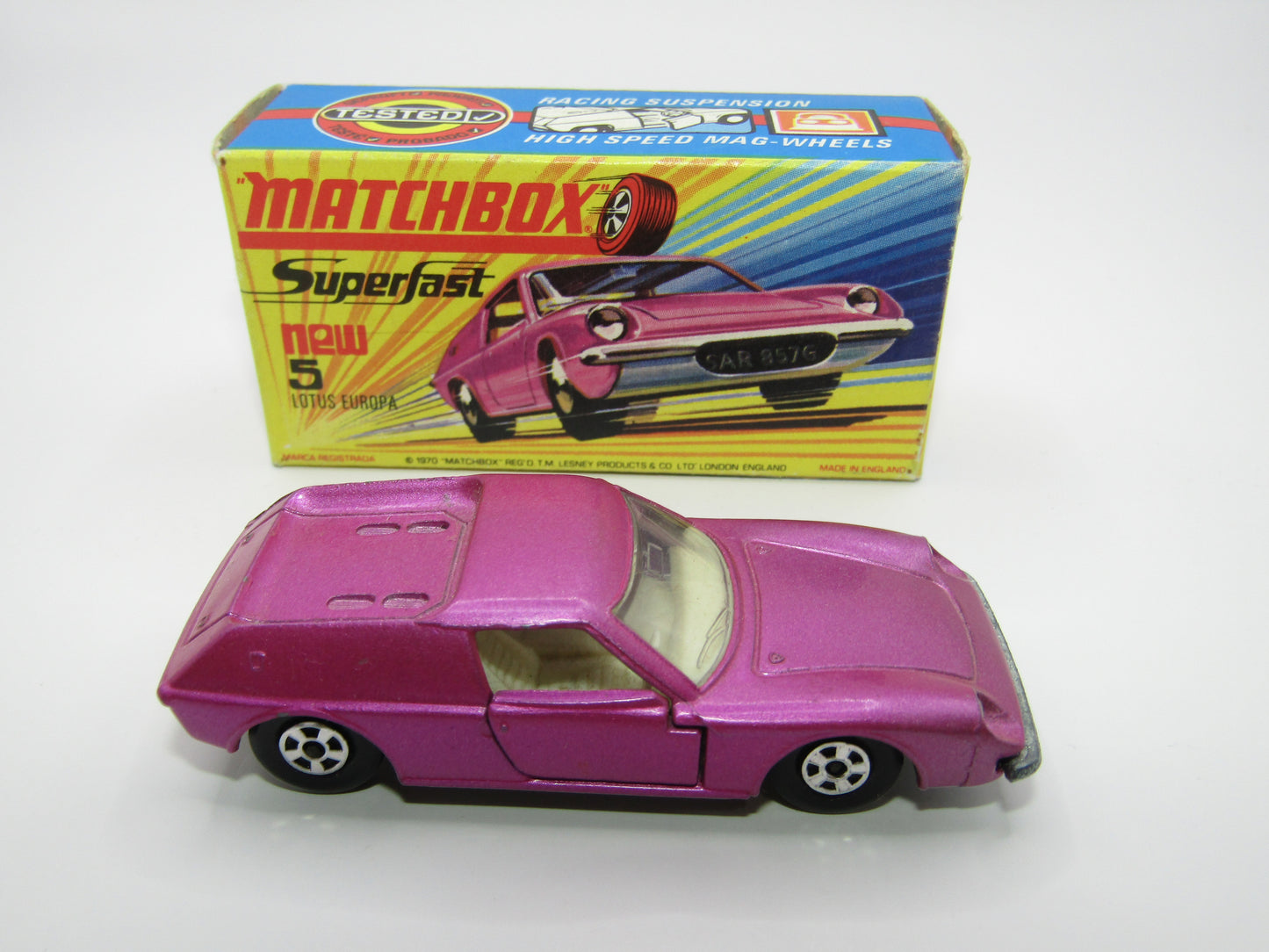 Matchbox Superfast 5A Lotus Europa Pink Part Customised HIGH ARCHES NARROW WHEELS