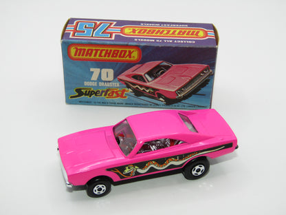 Matchbox Superfast 70B Dodge Dragster Rare J Box Hot Pink Black Base