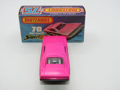 Matchbox Superfast 70B Dodge Dragster Rare J Box Hot Pink Black Base