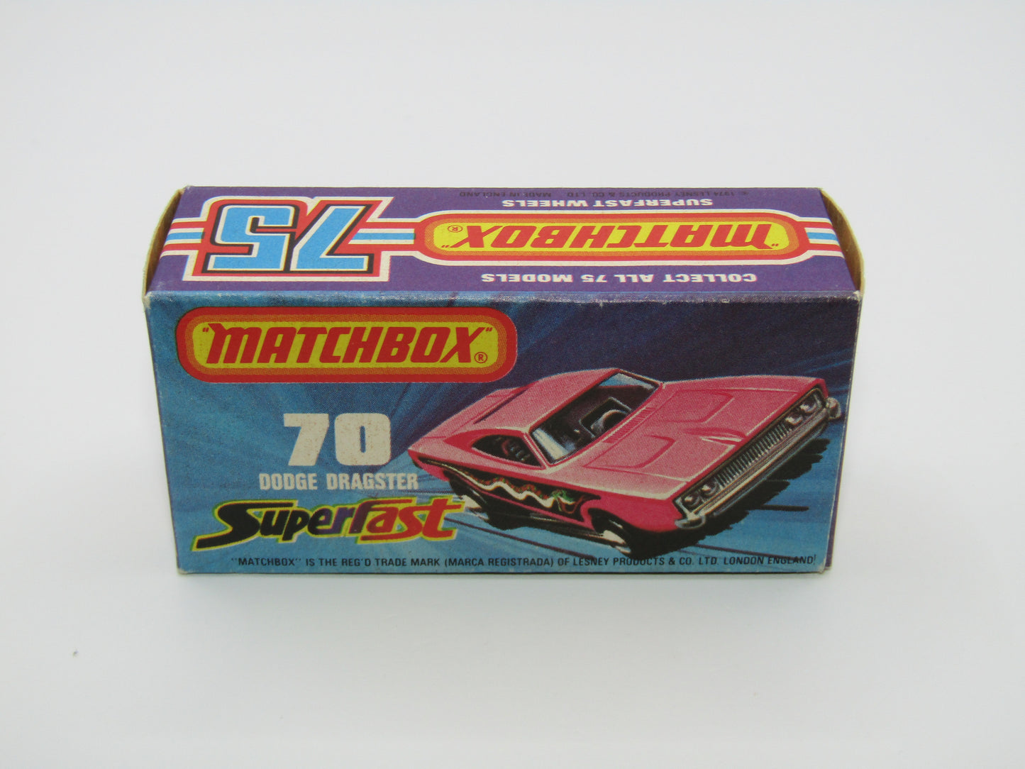 Matchbox Superfast 70B Dodge Dragster Rare J Box Hot Pink Black Base
