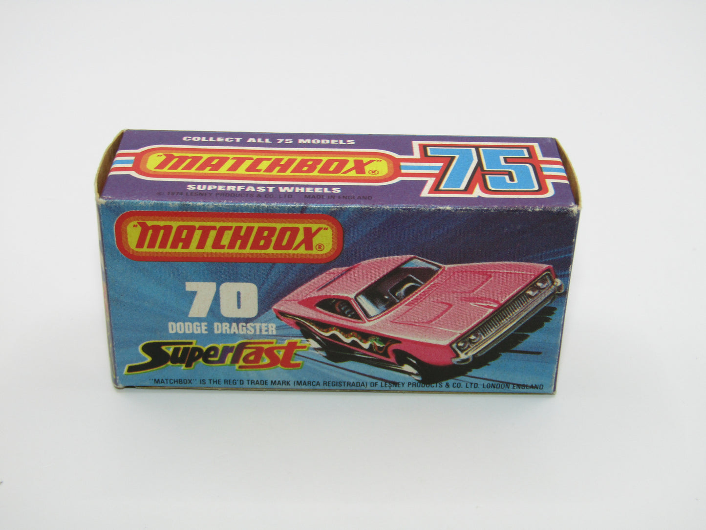 Matchbox Superfast 70B Dodge Dragster Rare J Box Hot Pink Black Base