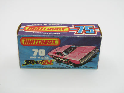 Matchbox Superfast 70B Dodge Dragster Rare J Box Hot Pink Black Base