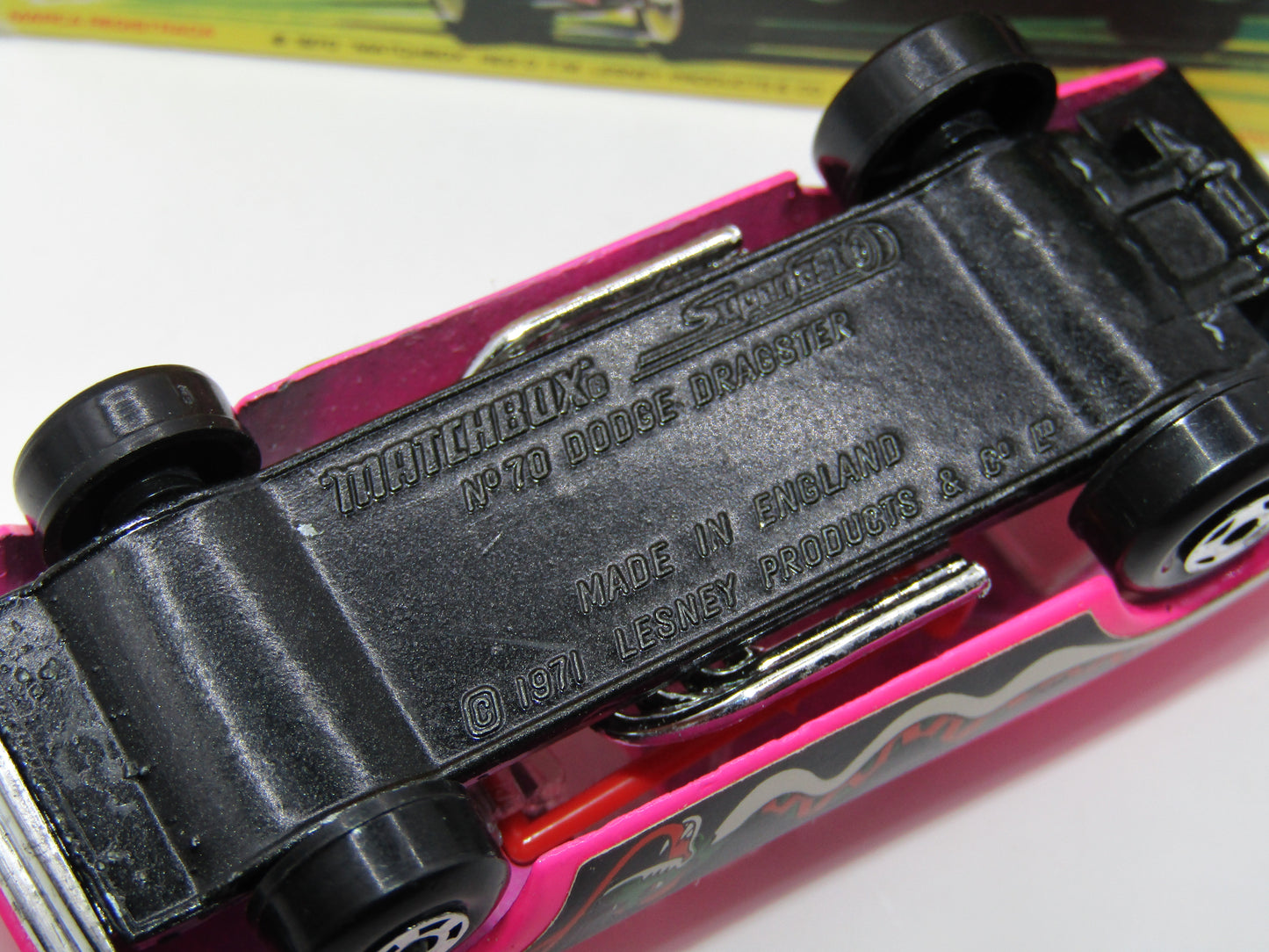 Matchbox Superfast 70B Dodge Dragster MET GREY Base DK Green Snake