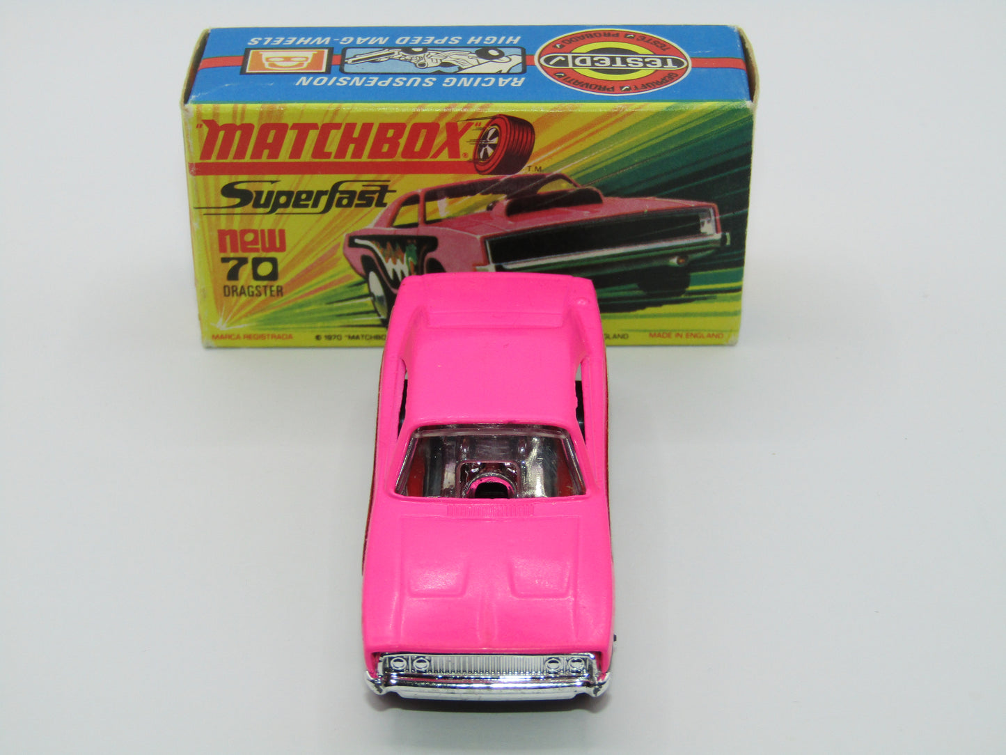 Matchbox Superfast 70B Dodge Dragster MET GREY Base DK Green Snake