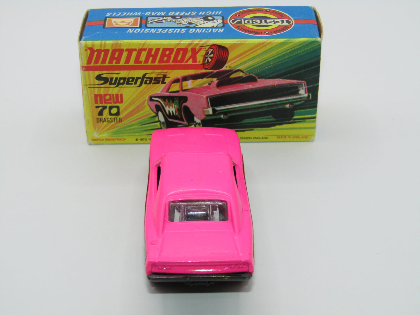 Matchbox Superfast 70B Dodge Dragster MET GREY Base DK Green Snake