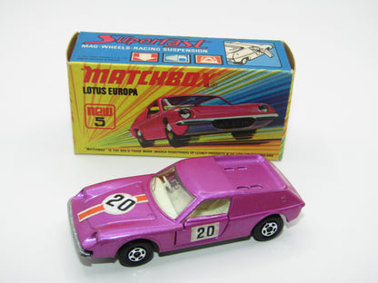 Matchbox Superfast 5A Lotus Europa PURPLE Gift Set Labels