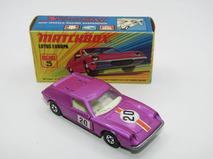 Matchbox Superfast 5A Lotus Europa PURPLE Gift Set Labels