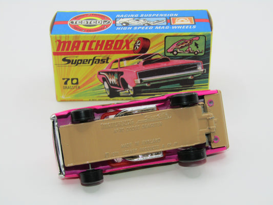 Matchbox Superfast 70B Dodge Dragster BRIGHT Pink TAN Base