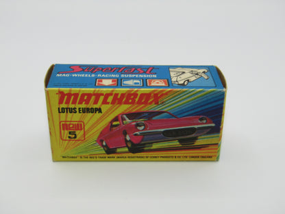 Matchbox Superfast 5A Lotus Europa PURPLE Gift Set Labels