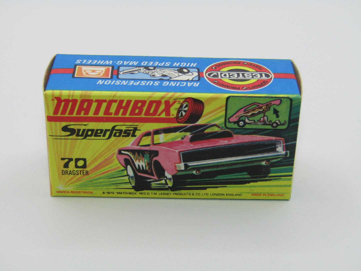 Matchbox Superfast 70B Dodge Dragster BRIGHT Pink TAN Base