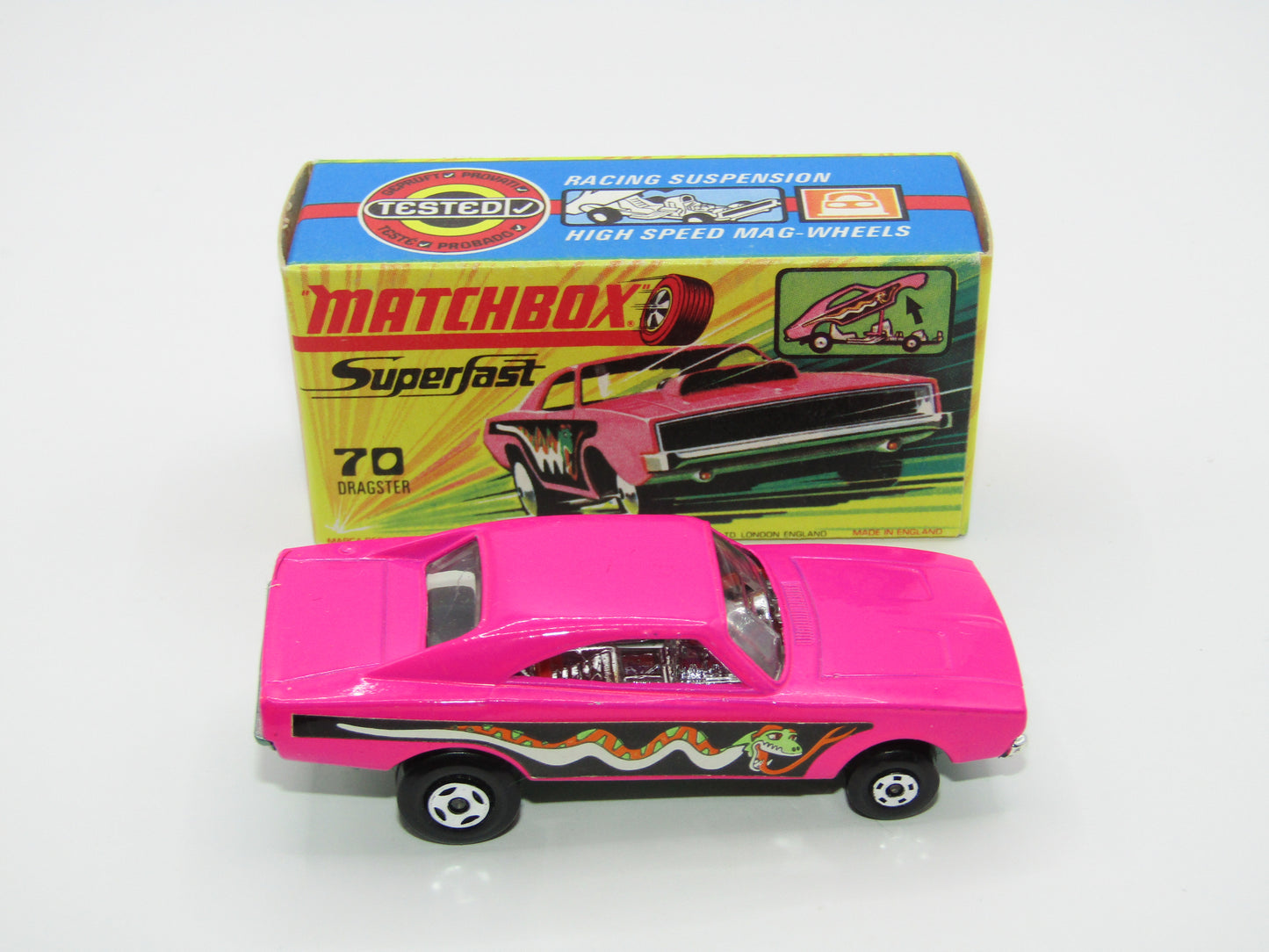 Matchbox Superfast 70B Dodge Dragster Hot Pink METALLIC GREEN Base