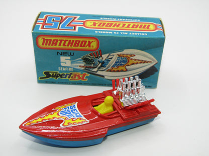 Matchbox Superfast 5B Seafire Boat, Red, Lemon Driver, BLUE Base