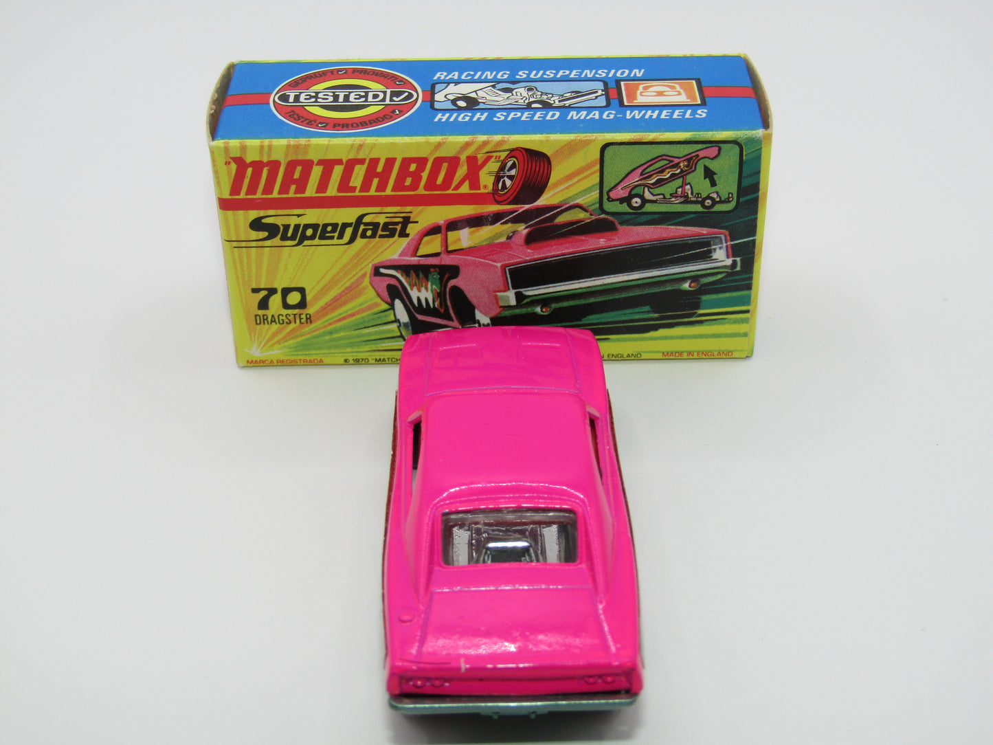 Matchbox Superfast 70B Dodge Dragster Hot Pink METALLIC GREEN Base