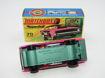 Matchbox Superfast 70B Dodge Dragster Hot Pink METALLIC GREEN Base