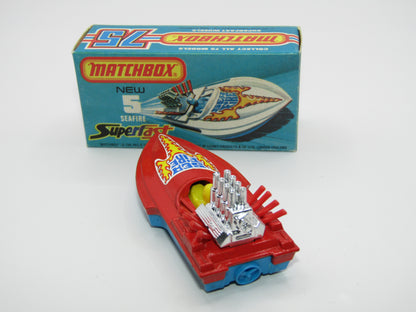 Matchbox Superfast 5B Seafire Boat, Red, Lemon Driver, BLUE Base