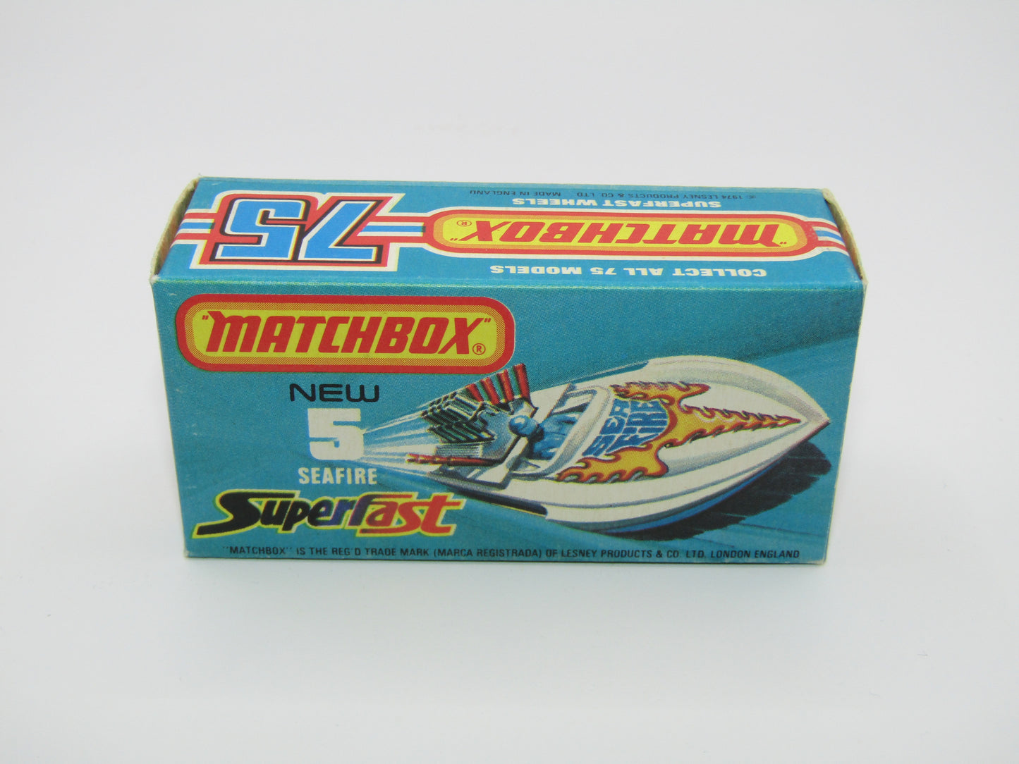 Matchbox Superfast 5B Seafire Boat, Red, Lemon Driver, BLUE Base