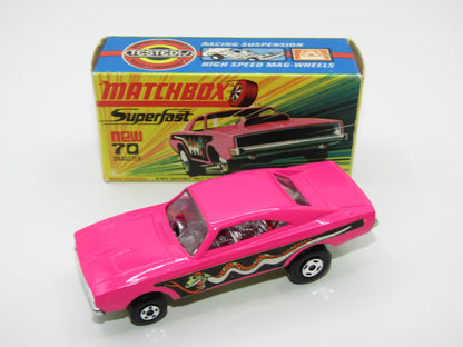 Matchbox Superfast 70B Dodge Dragster Hot Pink Light Yellow Base