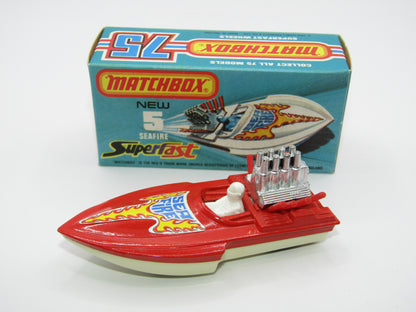 Matchbox Superfast 5B Seafire Boat, Red, WHITE Driver, White Base