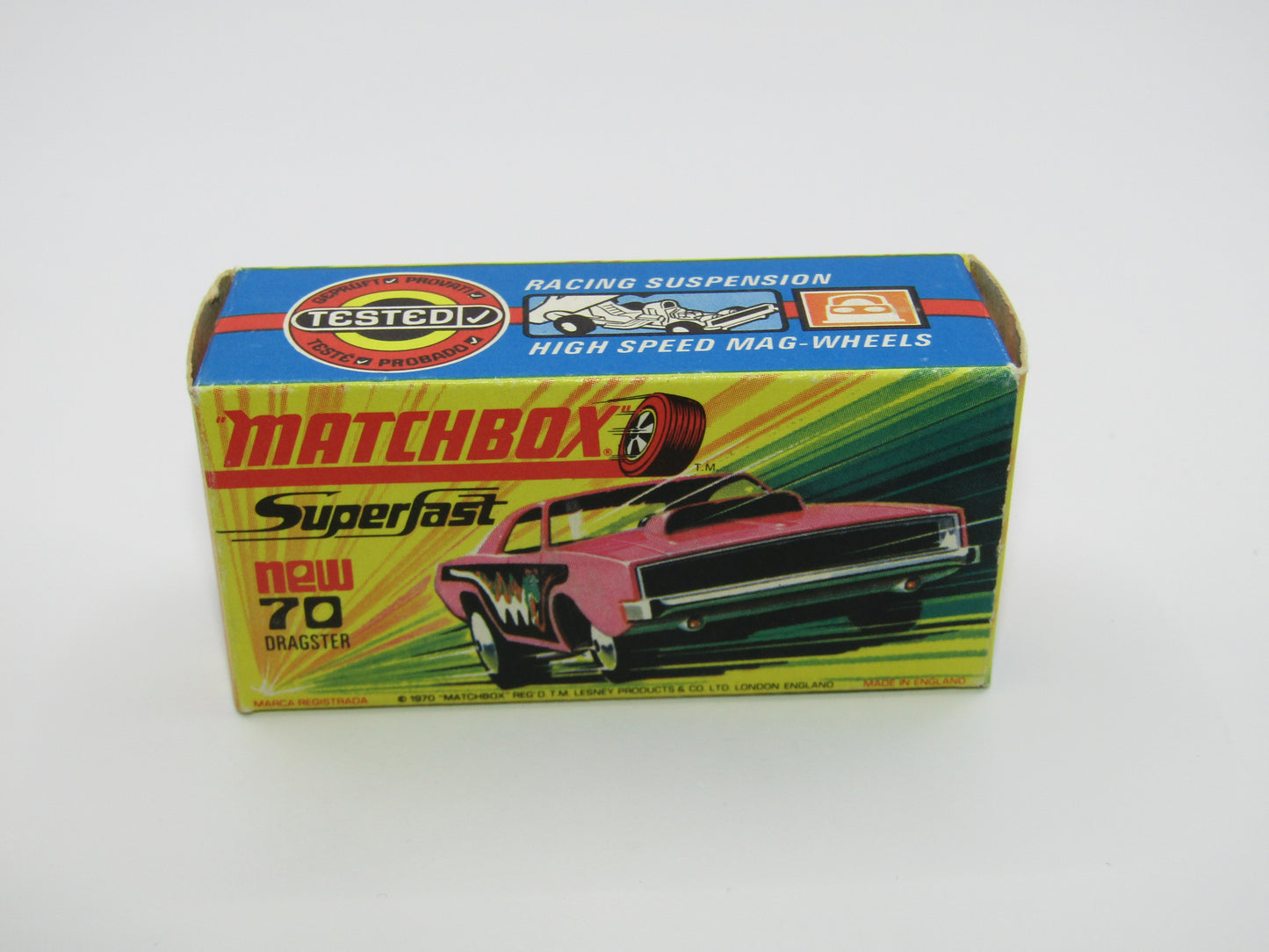 Matchbox Superfast 70B Dodge Dragster Hot Pink Light Yellow Base
