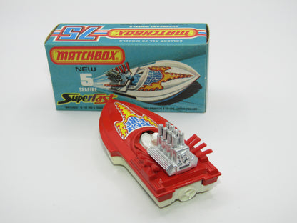 Matchbox Superfast 5B Seafire Boat, Red, WHITE Driver, White Base