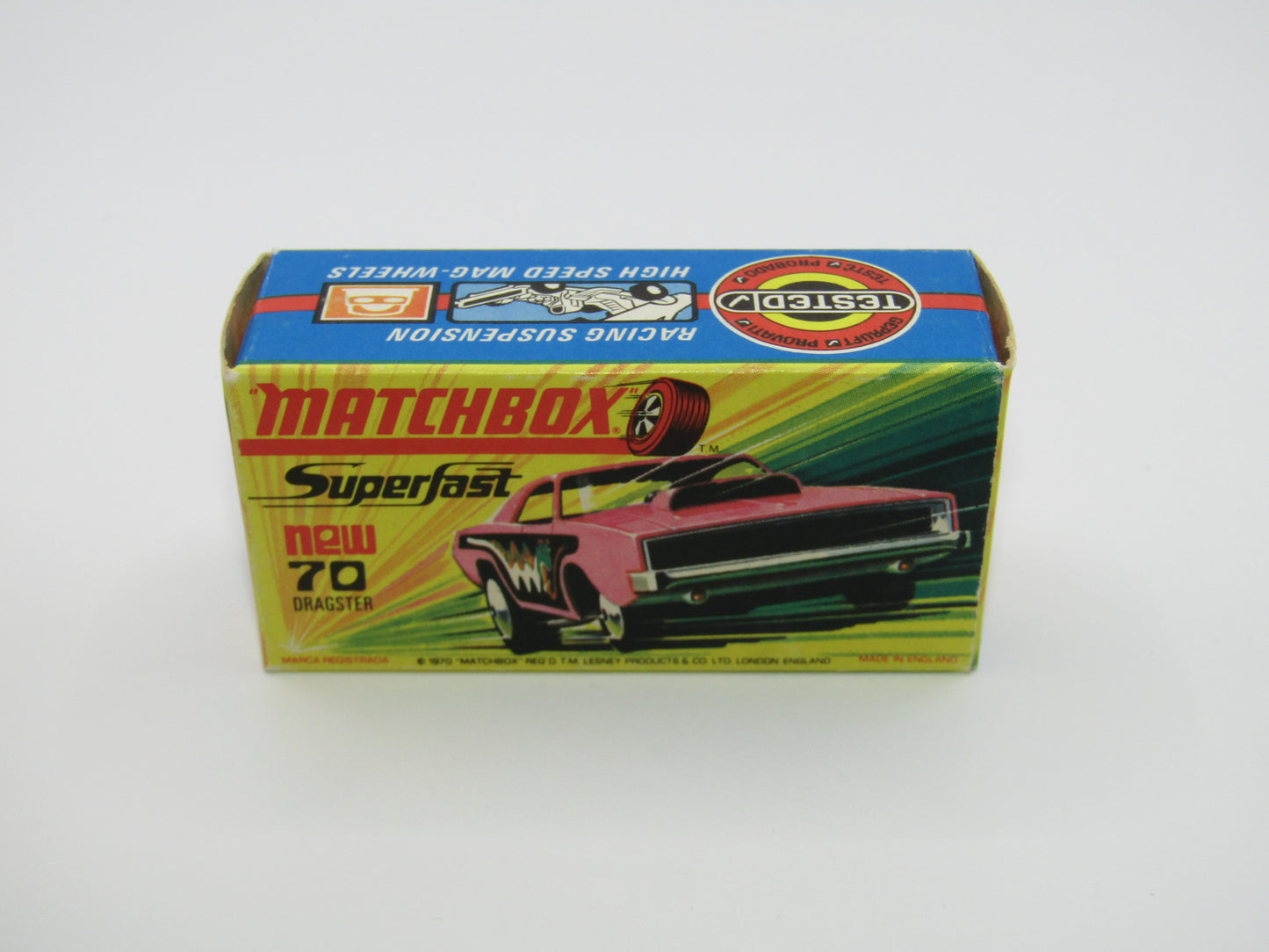 Matchbox Superfast 70B Dodge Dragster Hot Pink Light Yellow Base