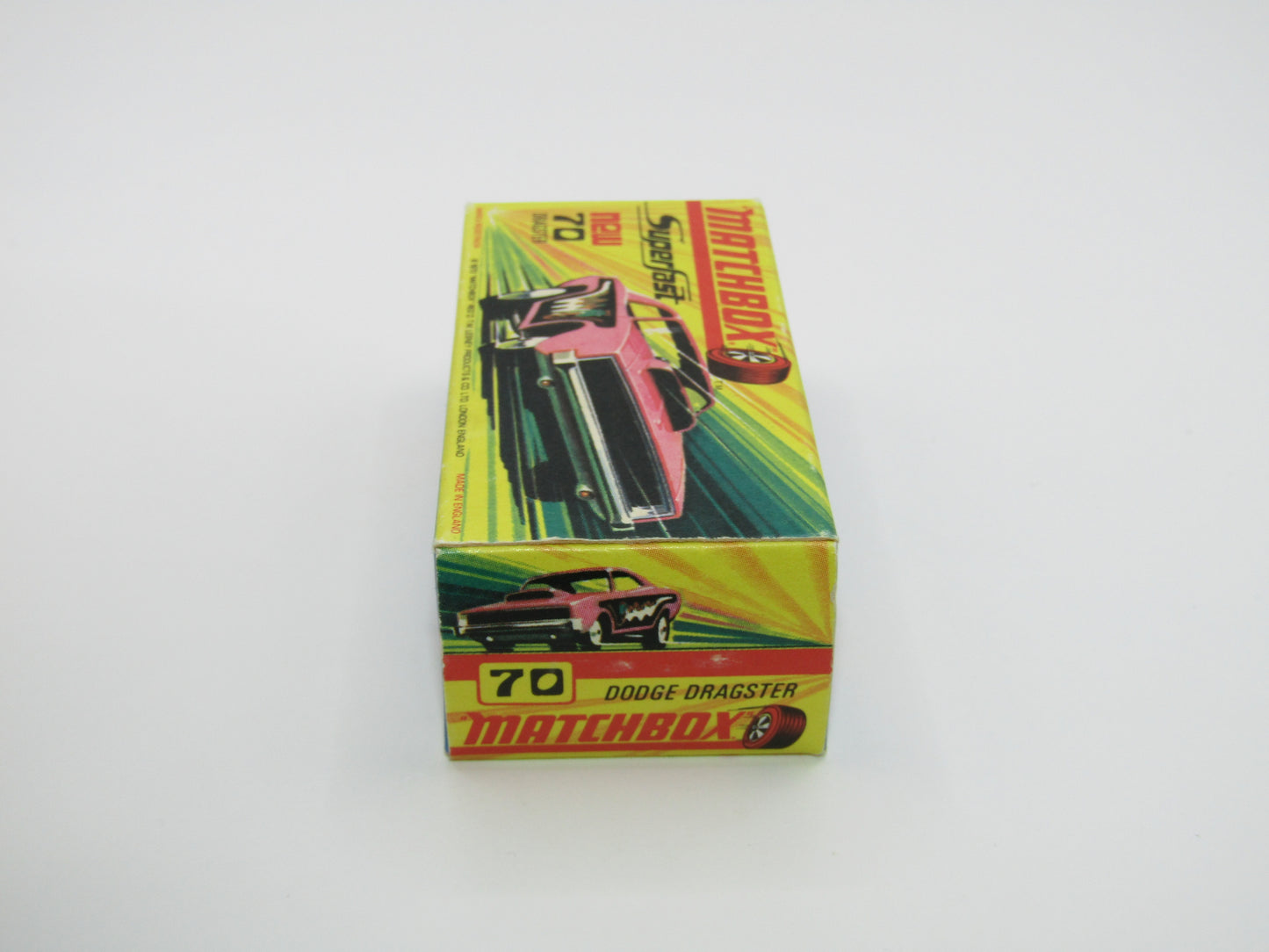 Matchbox Superfast 70B Dodge Dragster Hot Pink Light Yellow Base