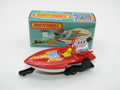 Matchbox Superfast 5B Seafire Boat, Red, LEMON Driver, White Base