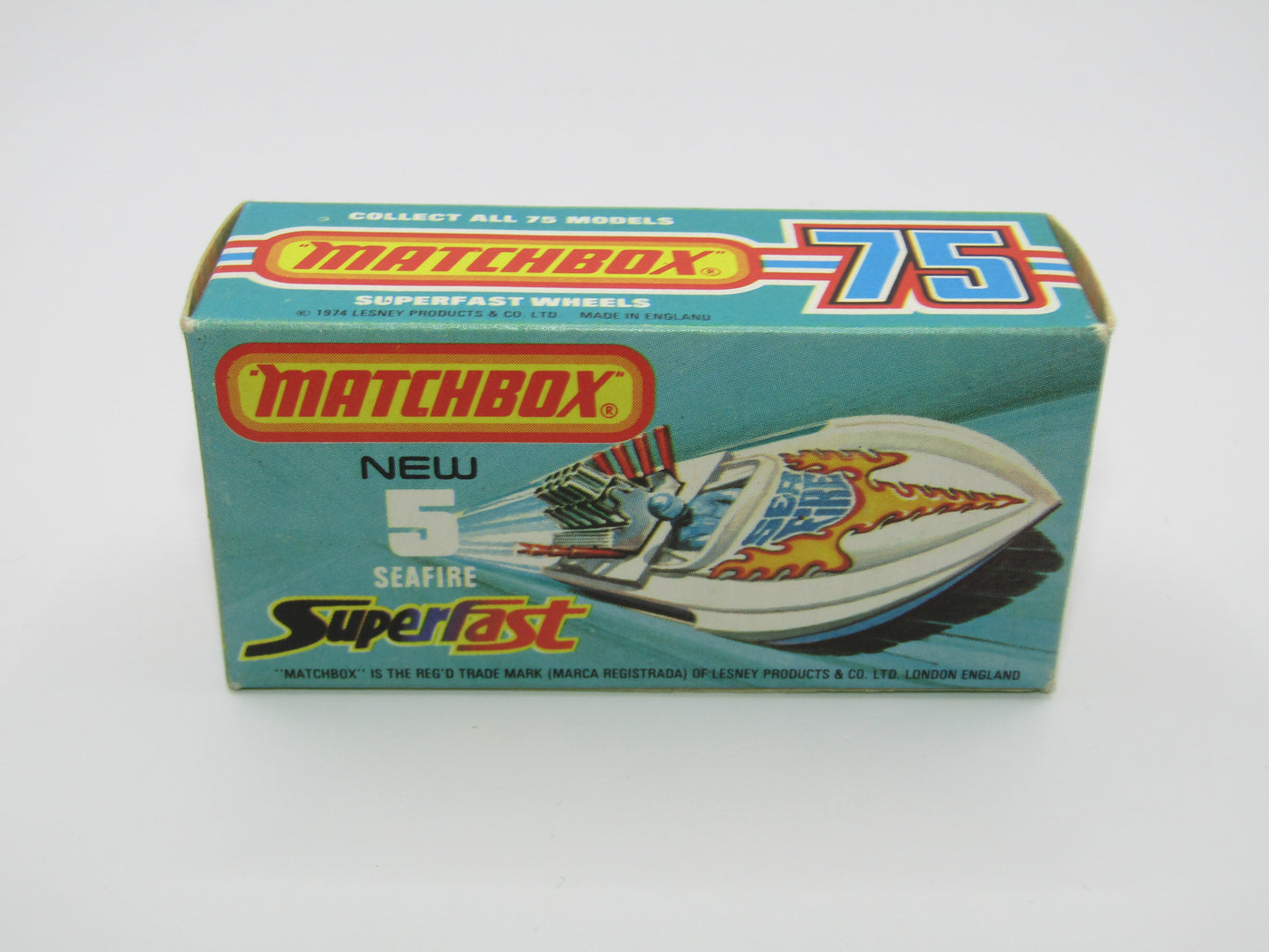 Matchbox Superfast 5B Seafire Boat, Red, LEMON Driver, White Base
