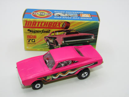 Matchbox Superfast 70B Dodge Dragster Dark Hot Pink Dark Yellow Base