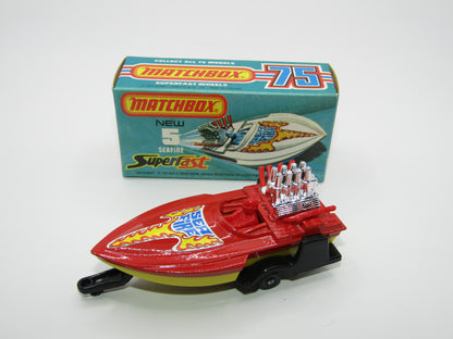 Matchbox Superfast 5B Seafire Boat, Red, RED Driver, YELLOW Base