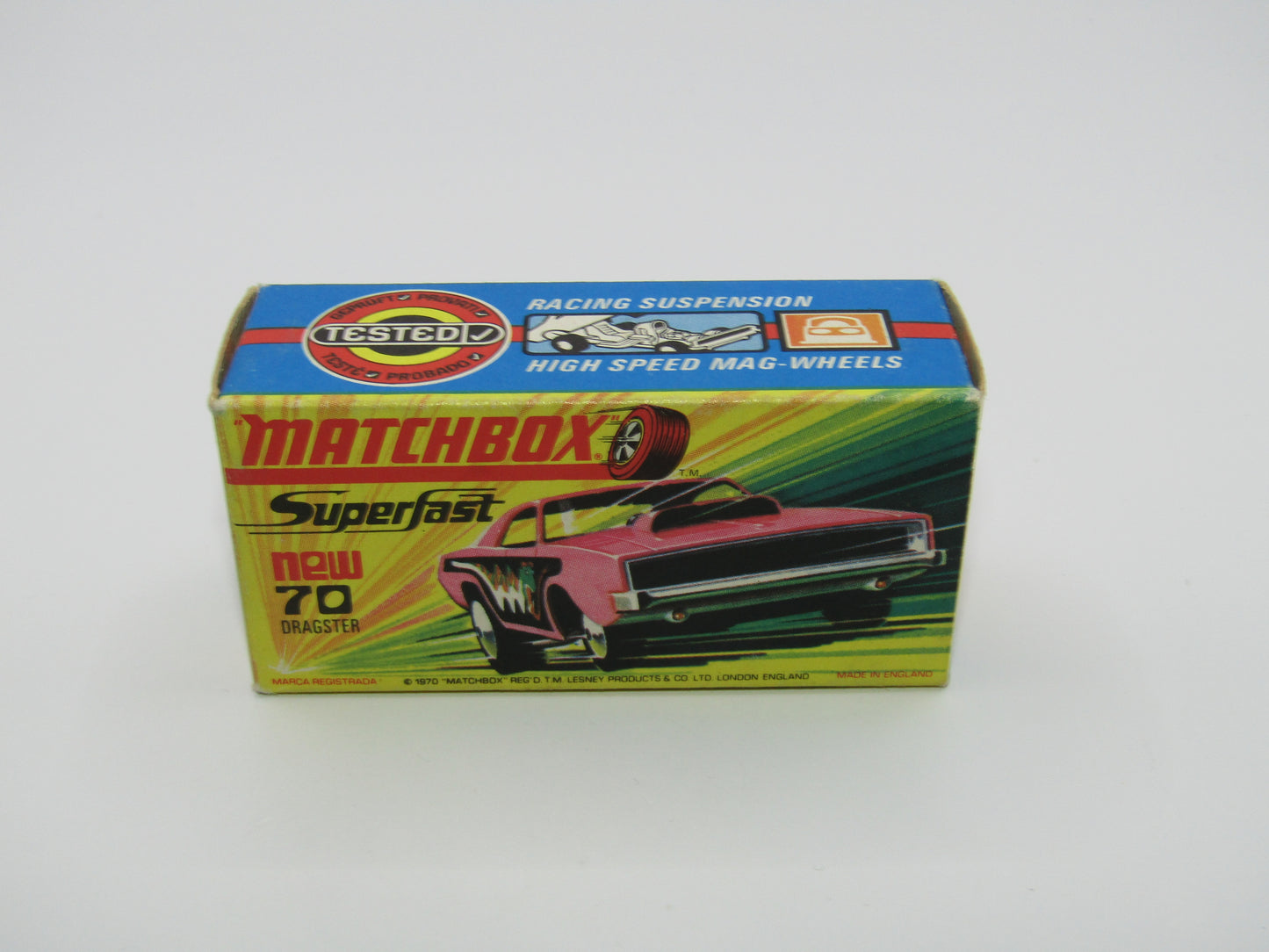 Matchbox Superfast 70B Dodge Dragster Dark Hot Pink Dark Yellow Base