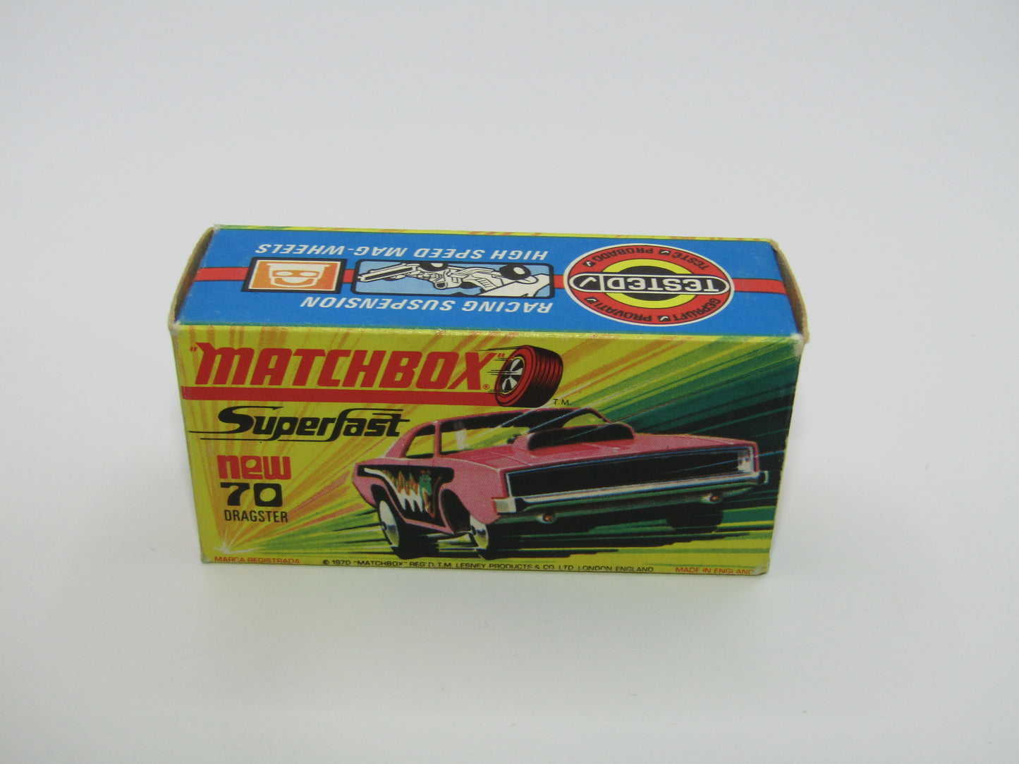 Matchbox Superfast 70B Dodge Dragster Dark Hot Pink Dark Yellow Base
