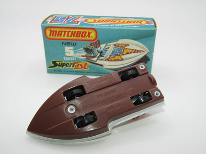 Matchbox Superfast 5B Seafire Boat, White, LEMON Driver, BROWN Base