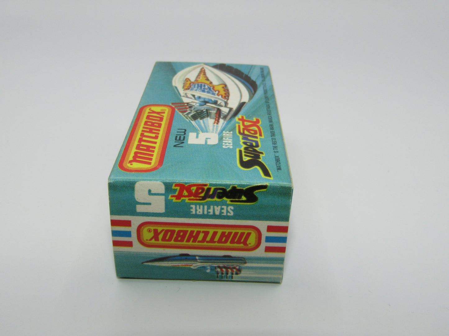 Matchbox Superfast 5B Seafire Boat, White, LEMON Driver, BROWN Base