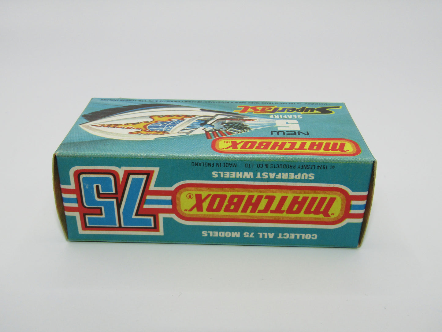Matchbox Superfast 5B Seafire Boat, White, LEMON Driver, BROWN Base