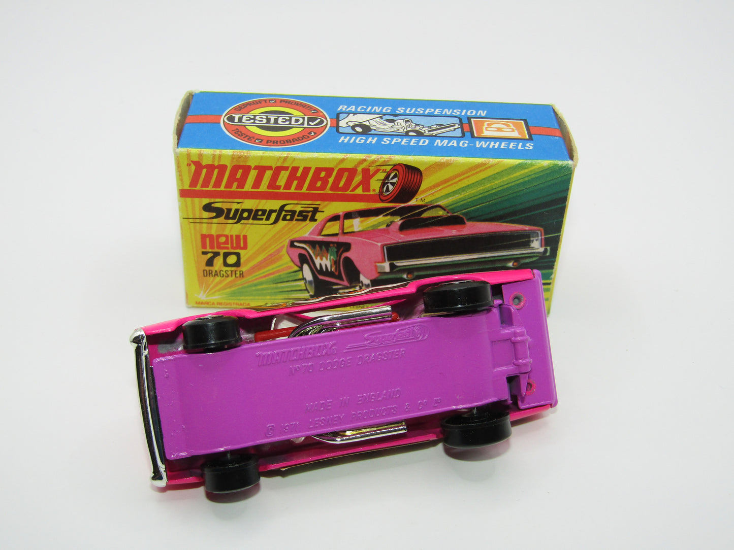 Matchbox Superfast 70B Dodge Dragster Dark Pink LIGHT Purple Base