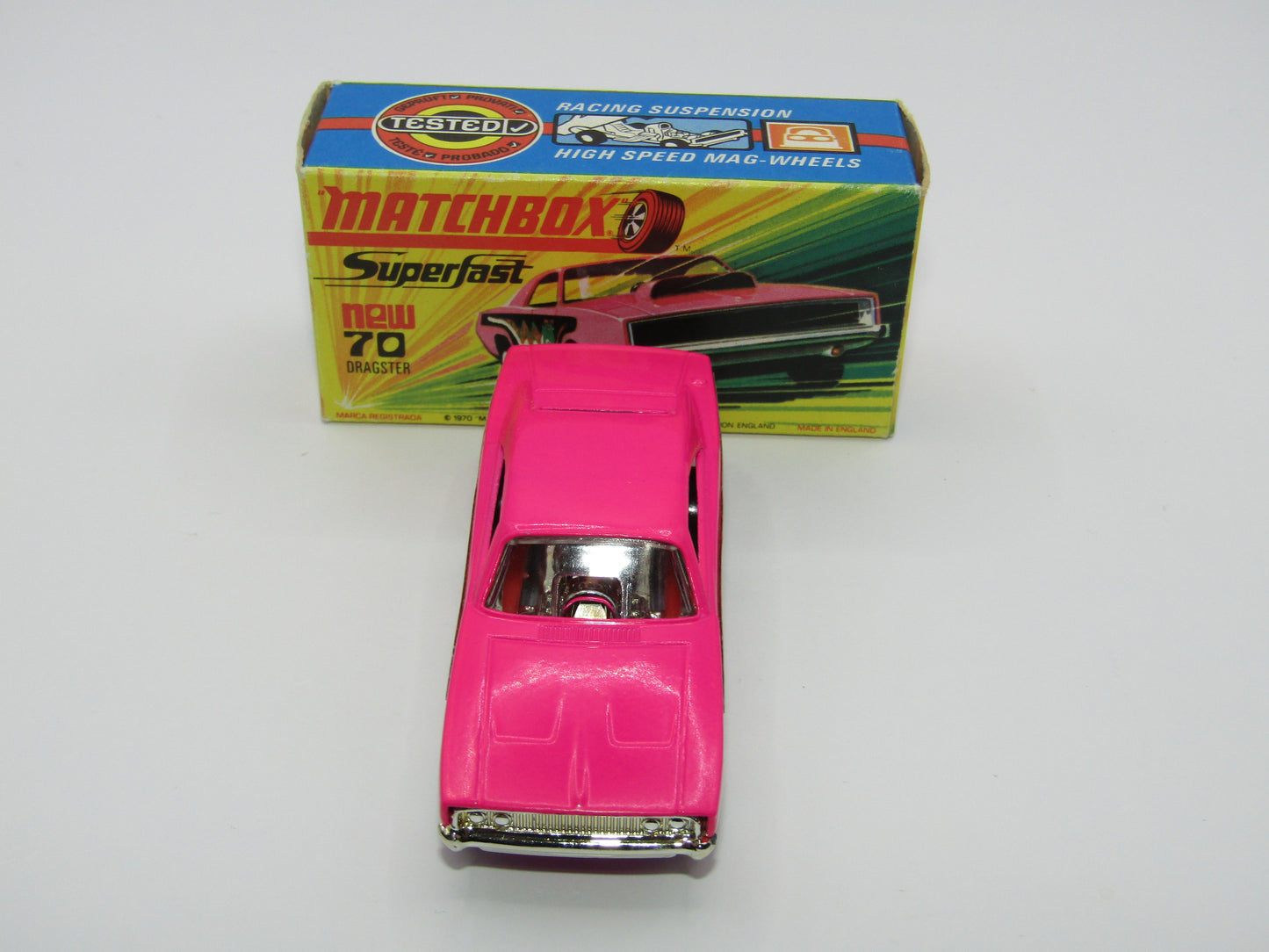 Matchbox Superfast 70B Dodge Dragster Dark Pink LIGHT Purple Base