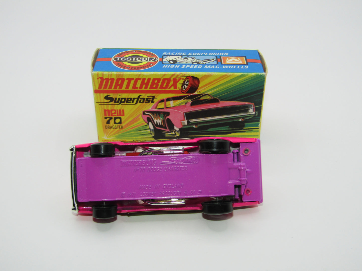 Matchbox Superfast 70B Dodge Dragster Dark Pink LIGHT Purple Base