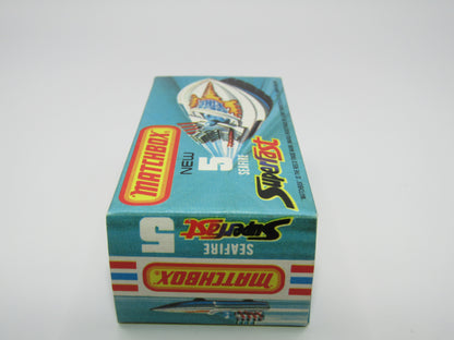 Matchbox Superfast 5B Seafire Boat, White, YELLOW Driver, BROWN Base