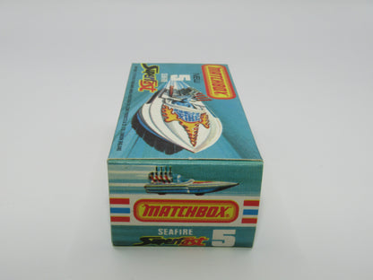 Matchbox Superfast 5B Seafire Boat, White, YELLOW Driver, BROWN Base