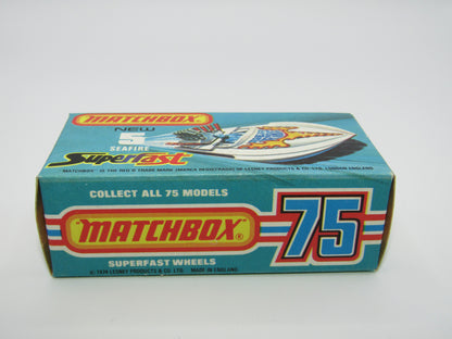 Matchbox Superfast 5B Seafire Boat, White, YELLOW Driver, BROWN Base