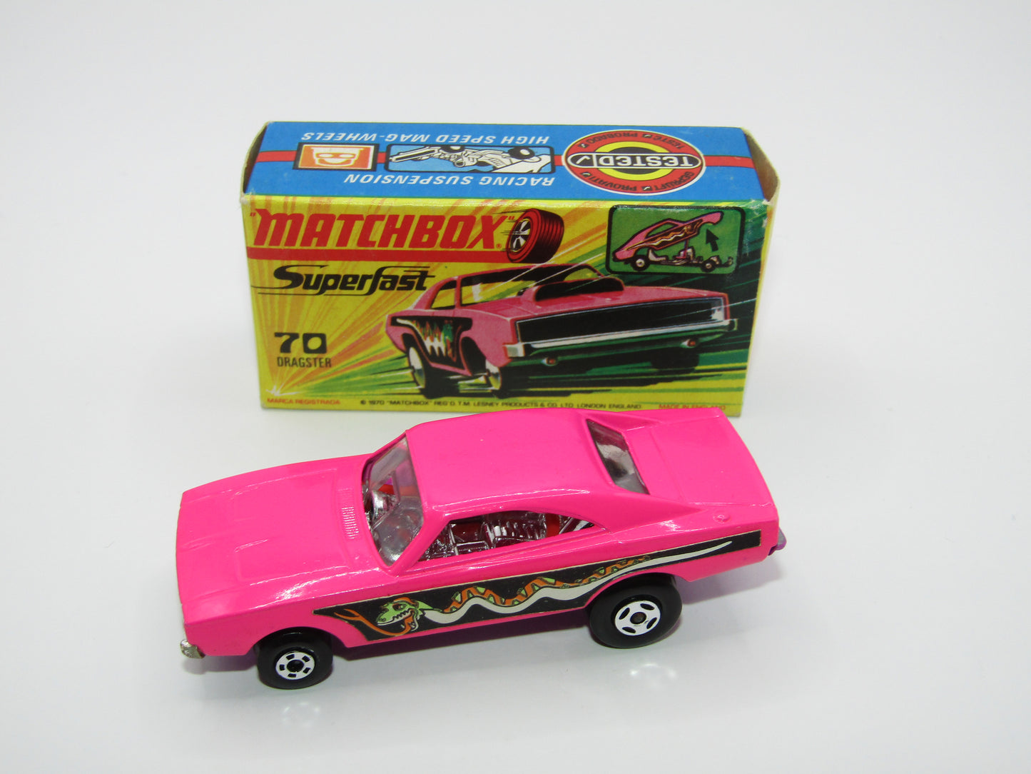 Matchbox Superfast 70B Dodge Dragster LIGHT PINK Dark Purple Base