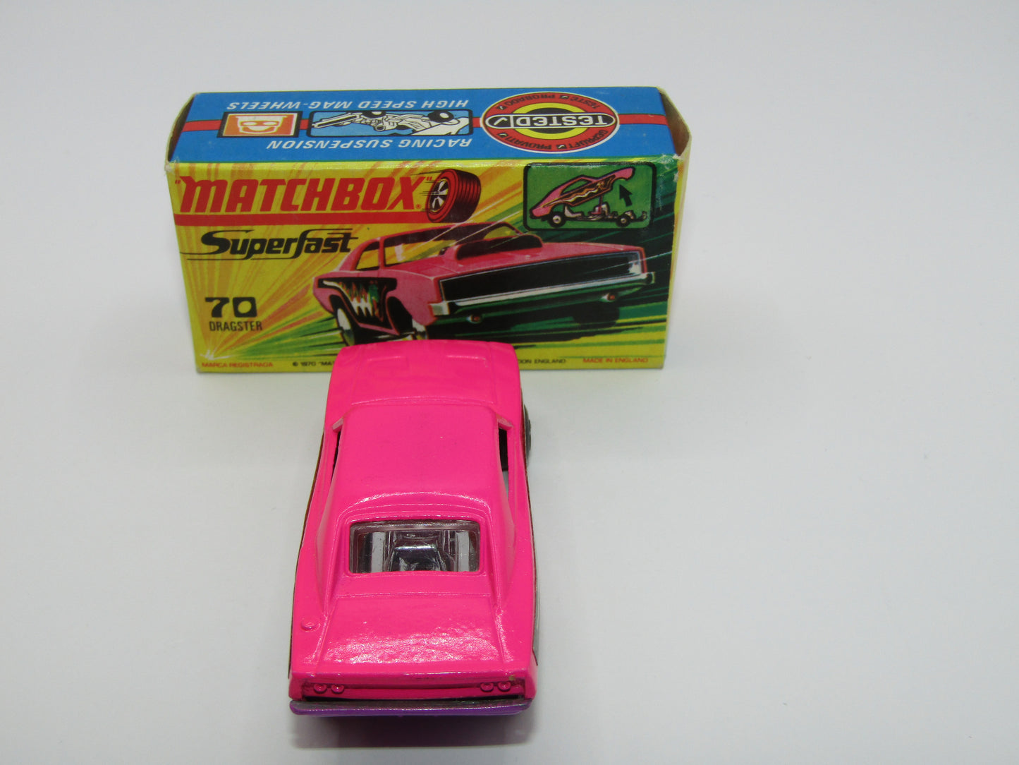 Matchbox Superfast 70B Dodge Dragster LIGHT PINK Dark Purple Base