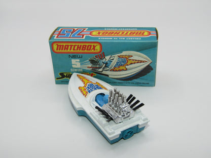 Matchbox Superfast 5B Seafire Boat, White, Blue Driver, TURQUOISE Base