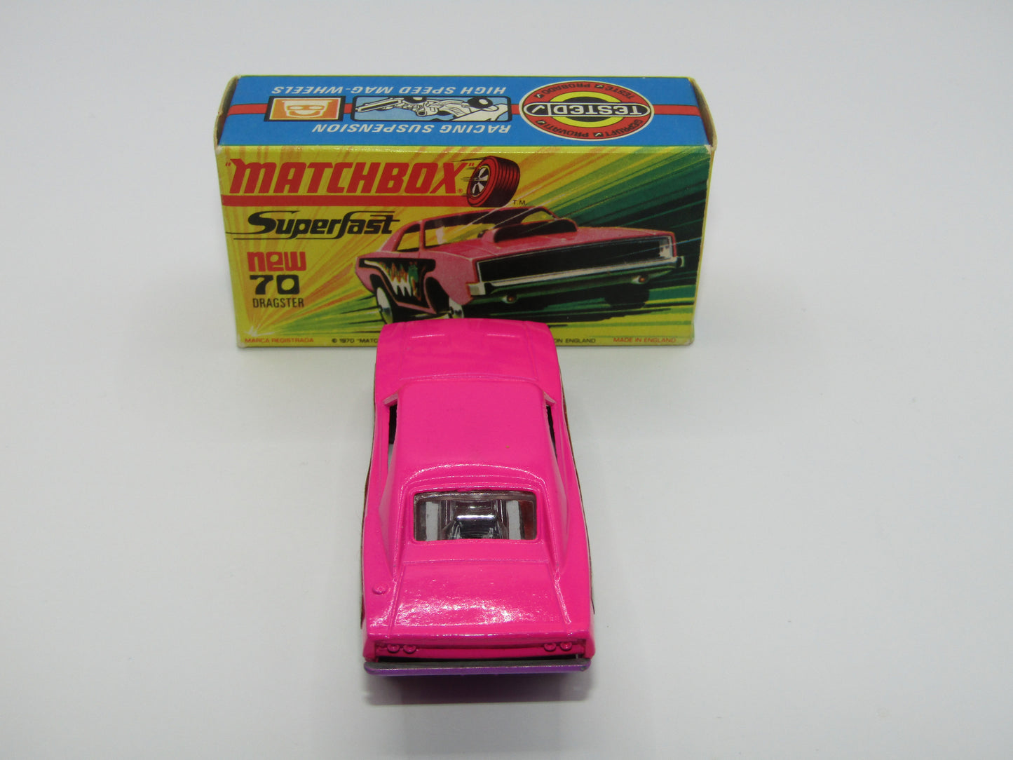 Matchbox Superfast 70B Dodge Dragster Hot Pink, Purple Base